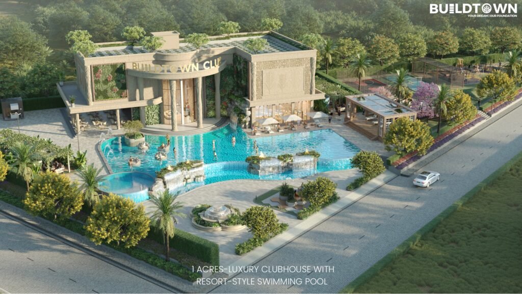 Artist’s impression of the proposed Buildtown Farms clubhouse and pool.